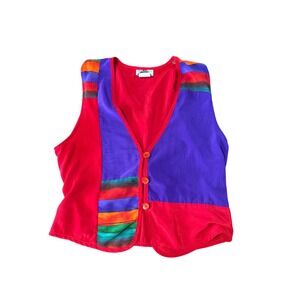 Lindsey Scott Sport Vest Women's 12 Multicolor Abstract Vintage Festival